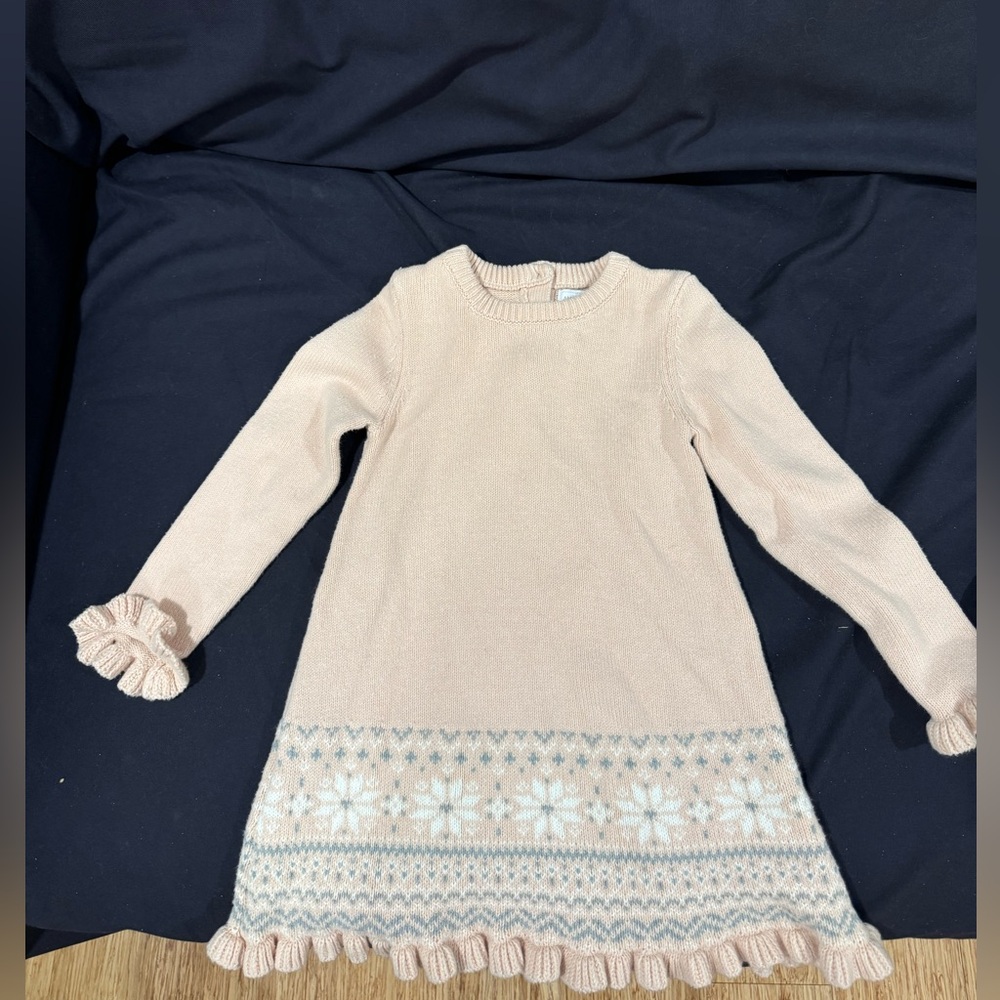 Adrienne Vittadini Bambini Dress 3T Sweater Dress Long Sleeve Ruffle Hem